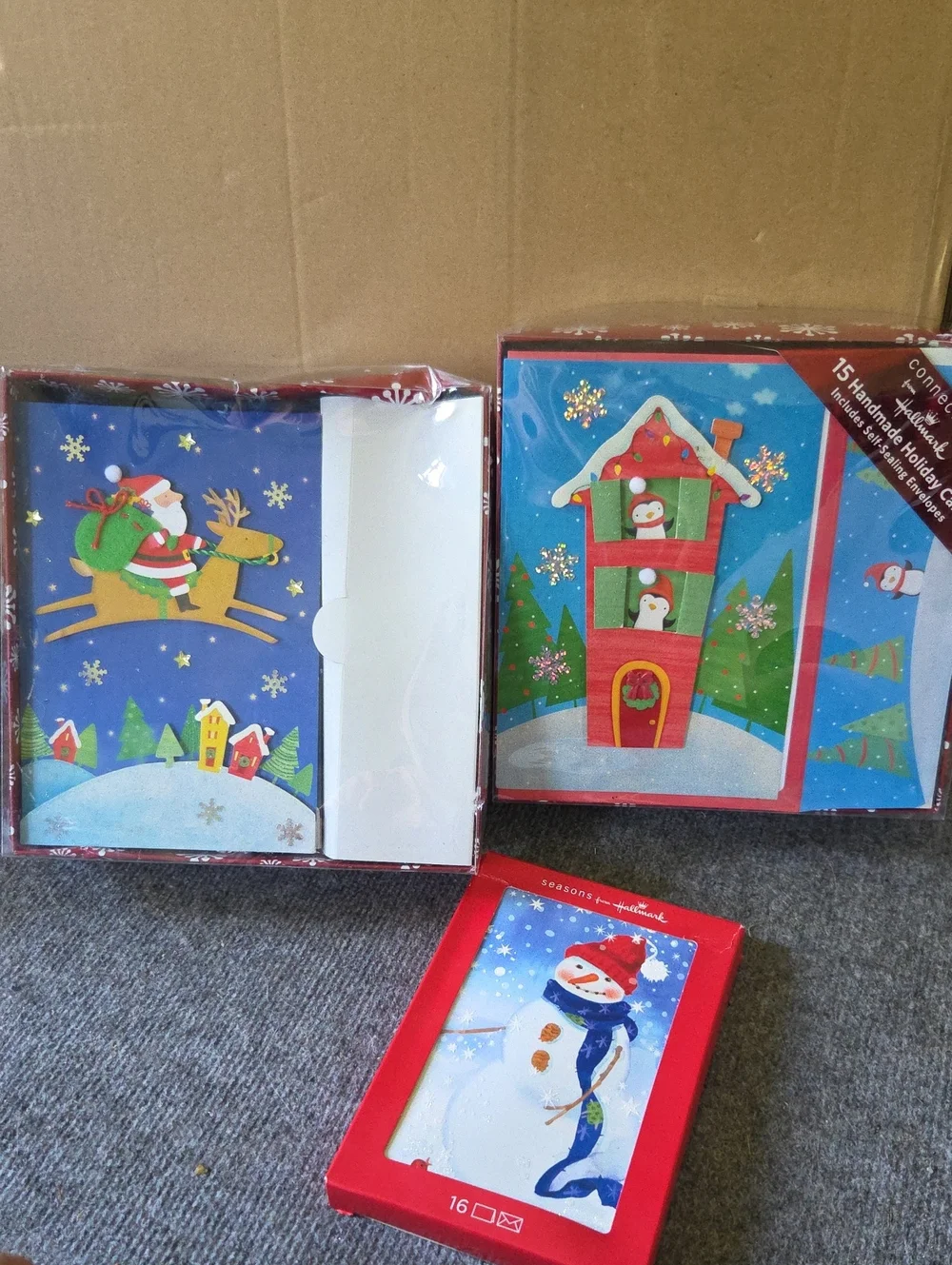 Hallmark Holiday Greeting Card Set - Snowman & Festive Scenes (Red)